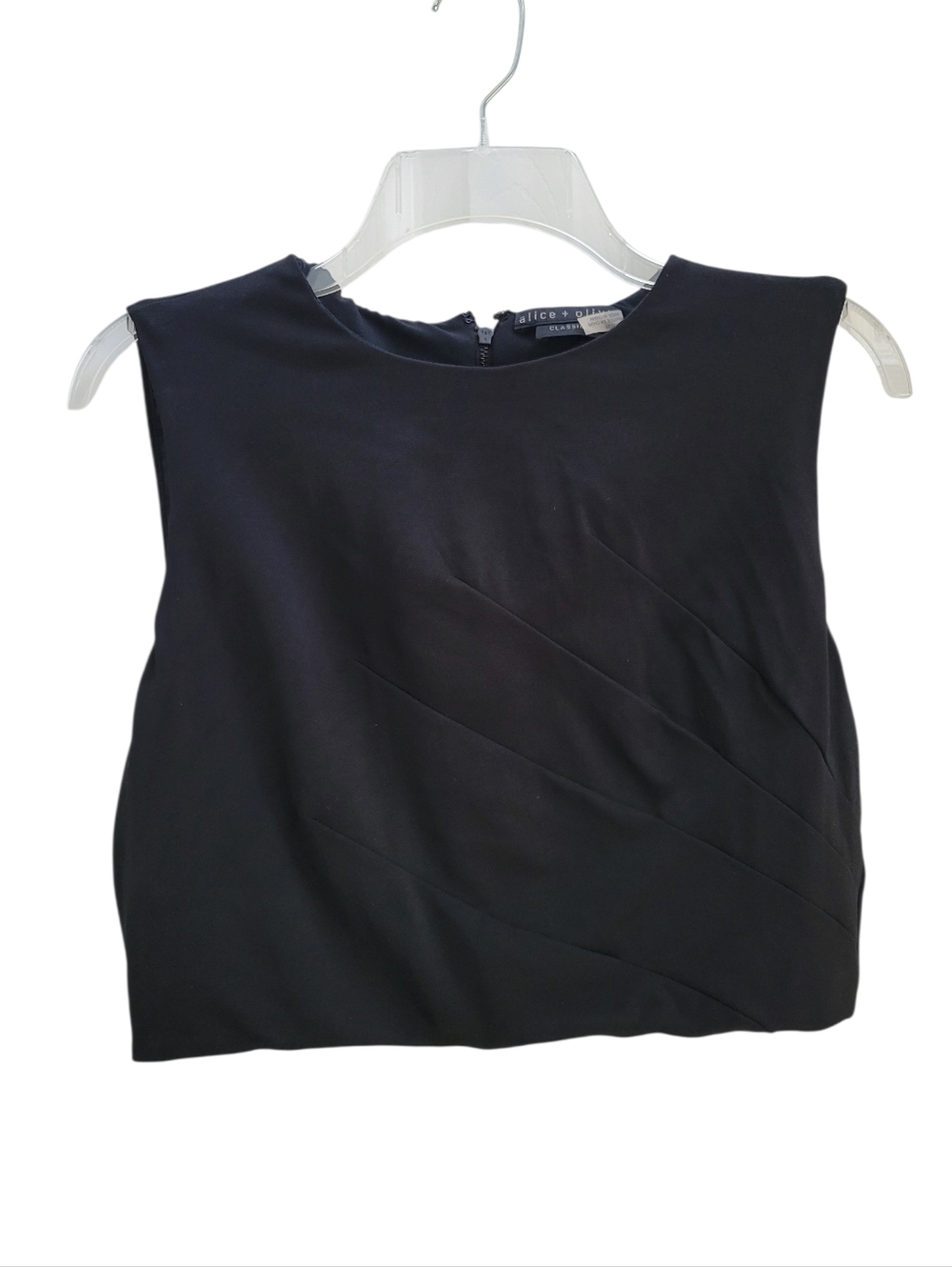 Alice + Olivia Black Structured‎ Sleeveless Crop Top Size 12 Minimal Chic